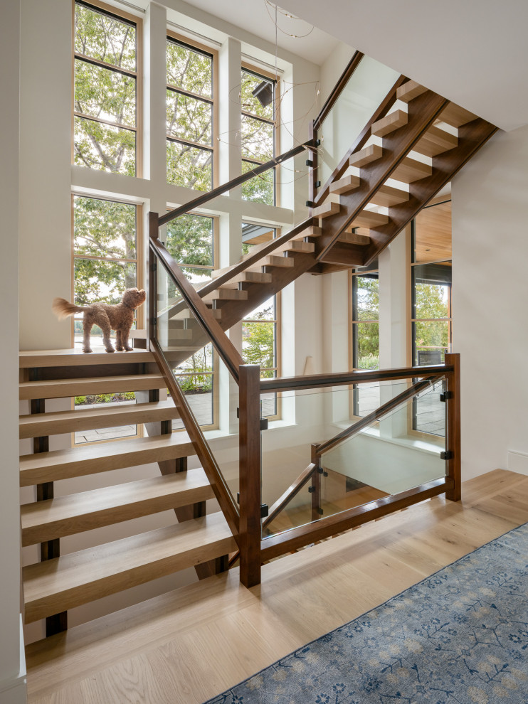 Example of a transitional staircase design in Boston