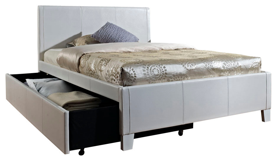 Standard Furniture Fantasia Upholstered Kids Trundle Bed in White Vinyl - Twin
