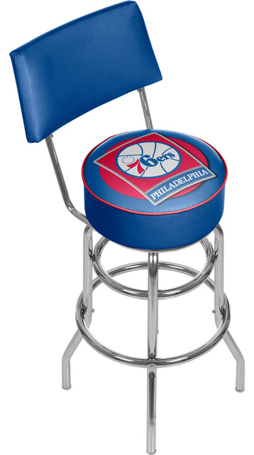 Bar Stool - Philadelphia 76ers Logo Stool with Foam Padded Seat and Back