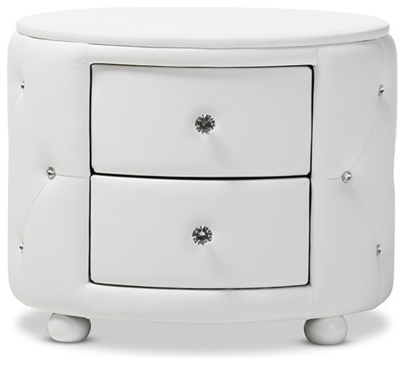 Davina Hollywood Glamour Oval 2-Drawer Faux Leather Upholstered ...