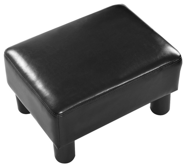 Costway Small Ottoman Footrest Pu, Small Black Leather Ottomans