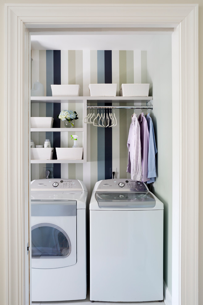This is an example of a transitional laundry room in DC Metro.