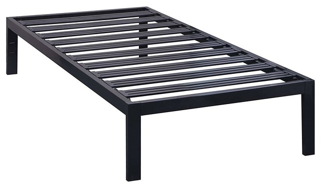 Twin Xl Heavy Duty Wide Slat Steel Platform Bed Frame In Black Metal Finish Transitional Bed Frames By Hilton Furnitures
