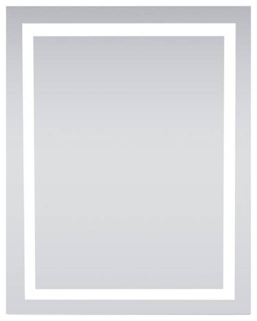 Pemberly Row 40" x 32" Hardwired LED Bathroom Mirror in Glossy White