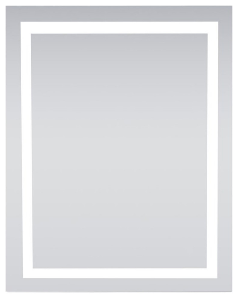 Pemberly Row 40" x 32" Hardwired LED Bathroom Mirror in Glossy White