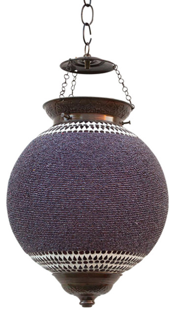 Navy Blue Pendant Sphere Lantern