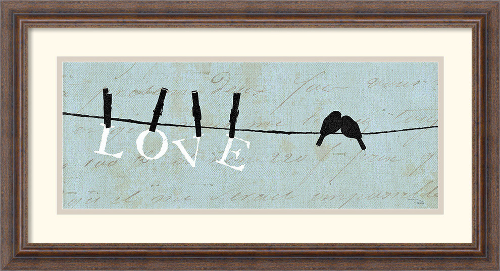Birds on a Wire Love Framed Print by Alain Pelletier