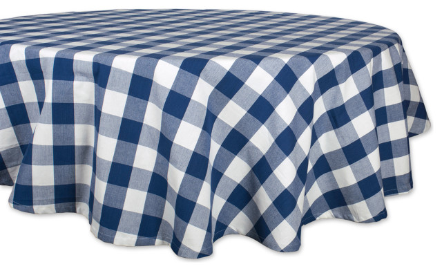 Dii Navy Buffalo Check Tablecloth 70 Round Farmhouse Tablecloths By Virventures Houzz