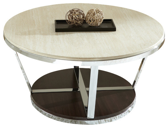 Steve Silver Bosco 3-Piece Faux Marble Coffee Table Set with Espresso Base