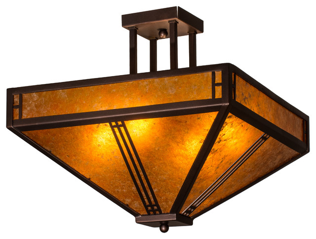 18 Square Prairie Loft Mission Semi Flushmount Flush Mount Ceiling Lighting By Meyda