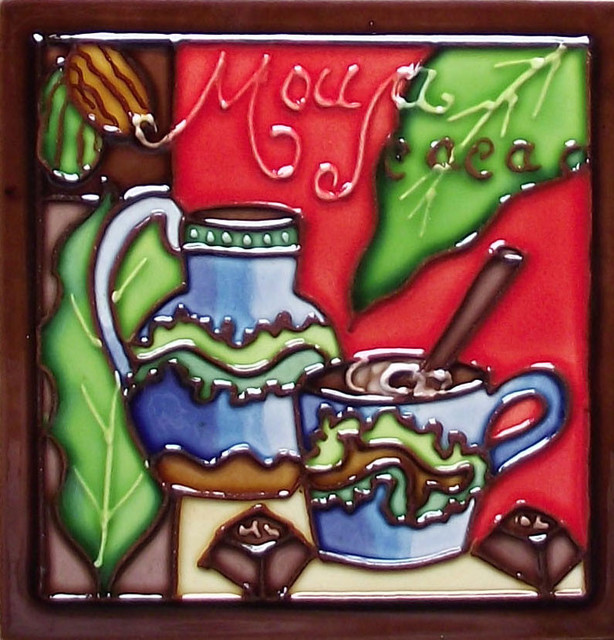 4x4" Cacao Dark Coffee Ceramic Art Tile Drink Holder Coaster