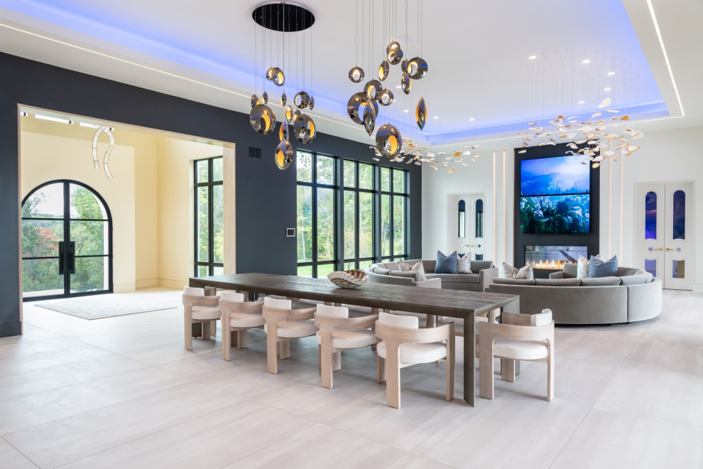 Modern Italian Villa Interior Design - Modern - Family Room - St Louis ...