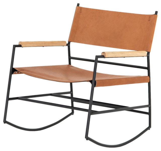 Jack Leather Rocker Industrial, Leather Rocking Chairs