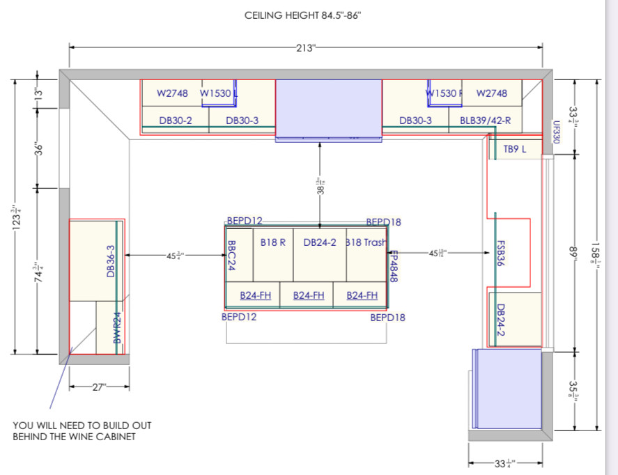 How many recessed lights in a kitchen with 7 foot ceilings?