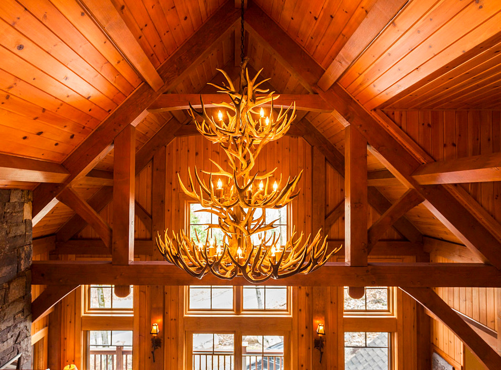 Custom Slopeside Ski Home - Rustic - Living Room - Boston - by Loon ...
