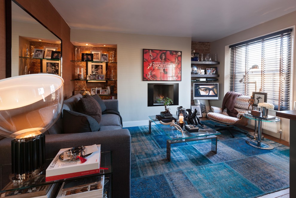 Example of an eclectic living room design in London