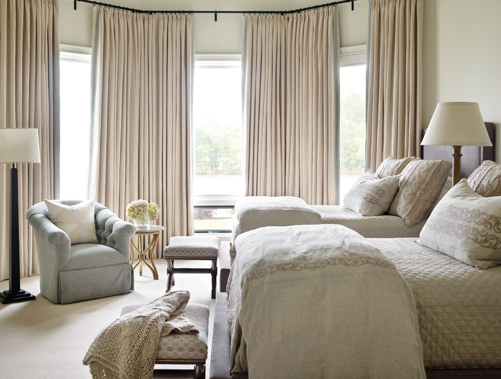 Inspiration for a transitional guest bedroom in Atlanta with beige walls.