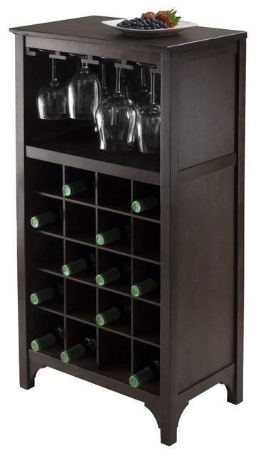 19 In Modular Wine Cabinet In Dark Espresso Transitional Wine