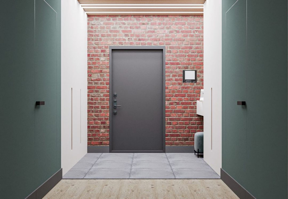 Дизайн-проект прихожей в эко стиле и лофте в квартире во Владивостоке