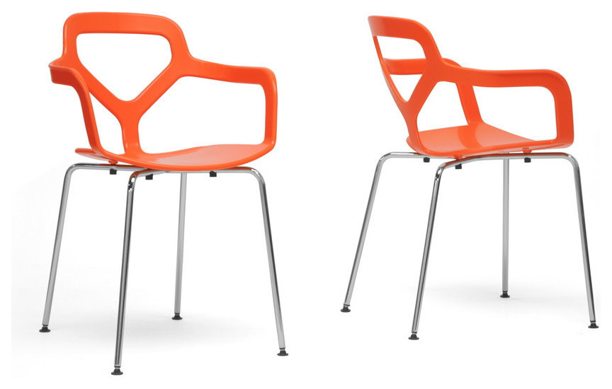 Miami Orange Plastic Modern Dining Chair (Set of 2)