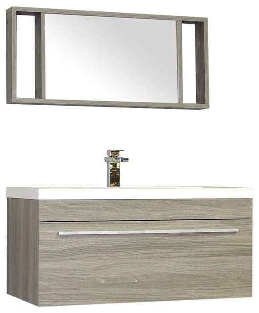 Greenville 36" Single Wall Mount Modern Bathroom Vanity, Gray With