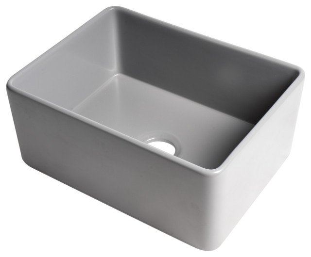 ALFI brand Gray Matte Smooth Apron Single Bowl Fireclay Farm Sink