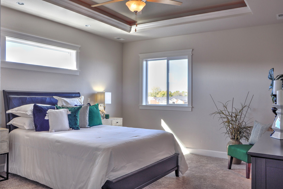 This is an example of a transitional bedroom in Boise.