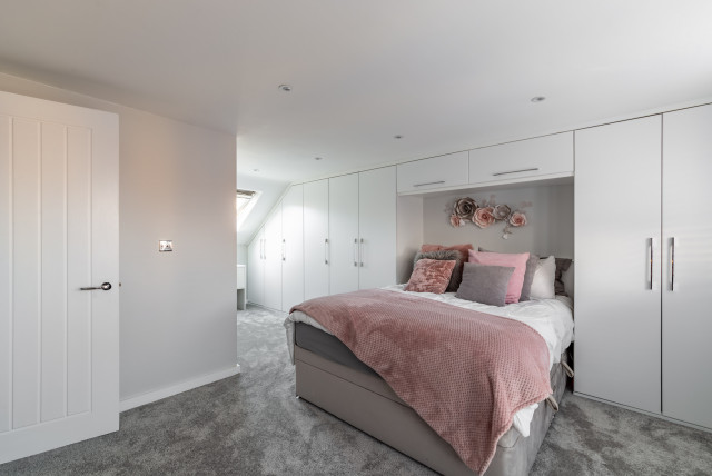 Bedroom with Built-in Wardrobe: Optimising Space on Your Loft Conversion contemporary-bedroom
