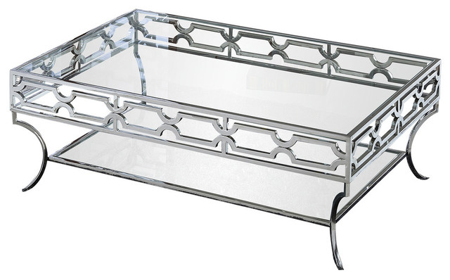 Abigail Silver With Glass Living Room Coffee Table Contemporary Coffee Tables By Furniture Import Export Inc Houzz