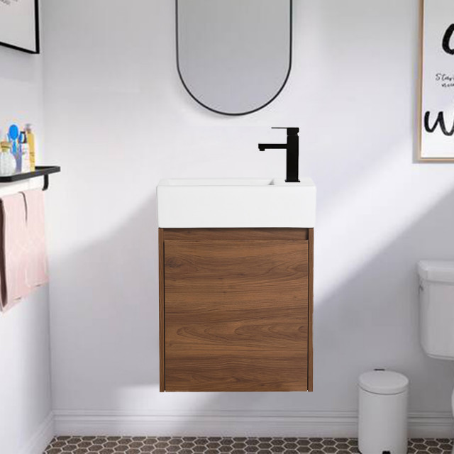 18" Float Mounting Bathroom Vanity With Single Sink Modern Bathroom