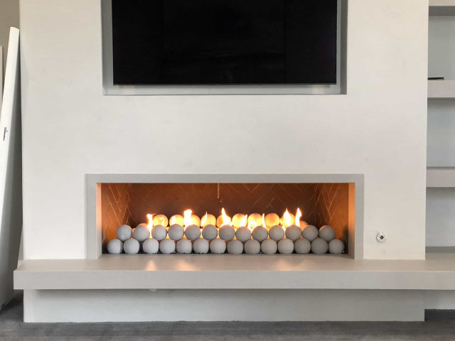 2 Custom Fireplace Burners and Pans scandinavian-living-room
