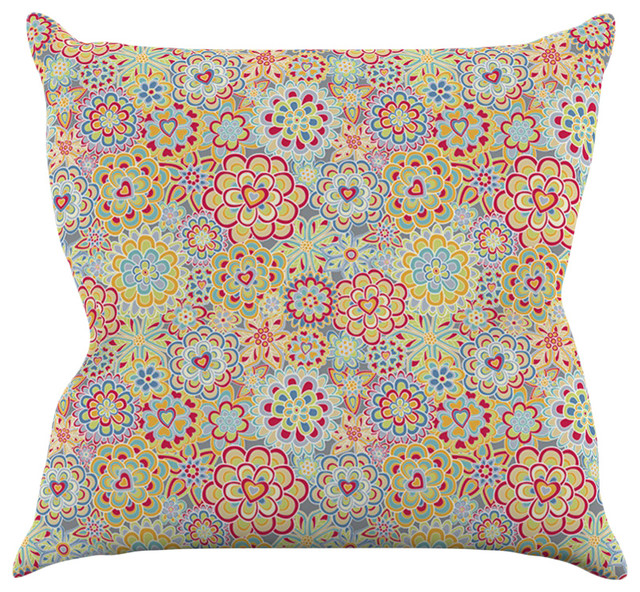 Julia Grifol "My Happy Flowers in Red" Throw Pillow, 26"x26"