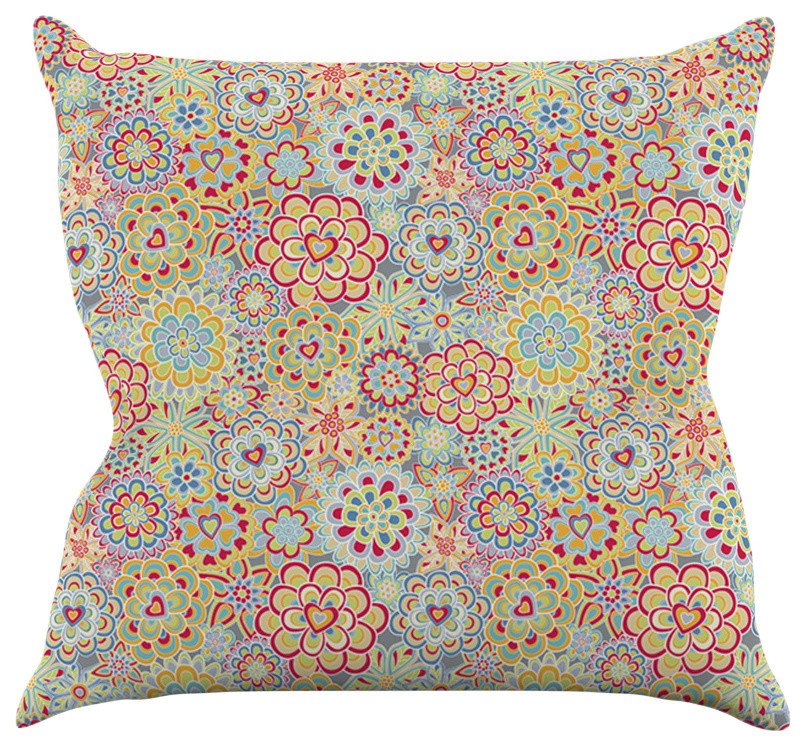 Julia Grifol "My Happy Flowers in Red" Throw Pillow, 26"x26"