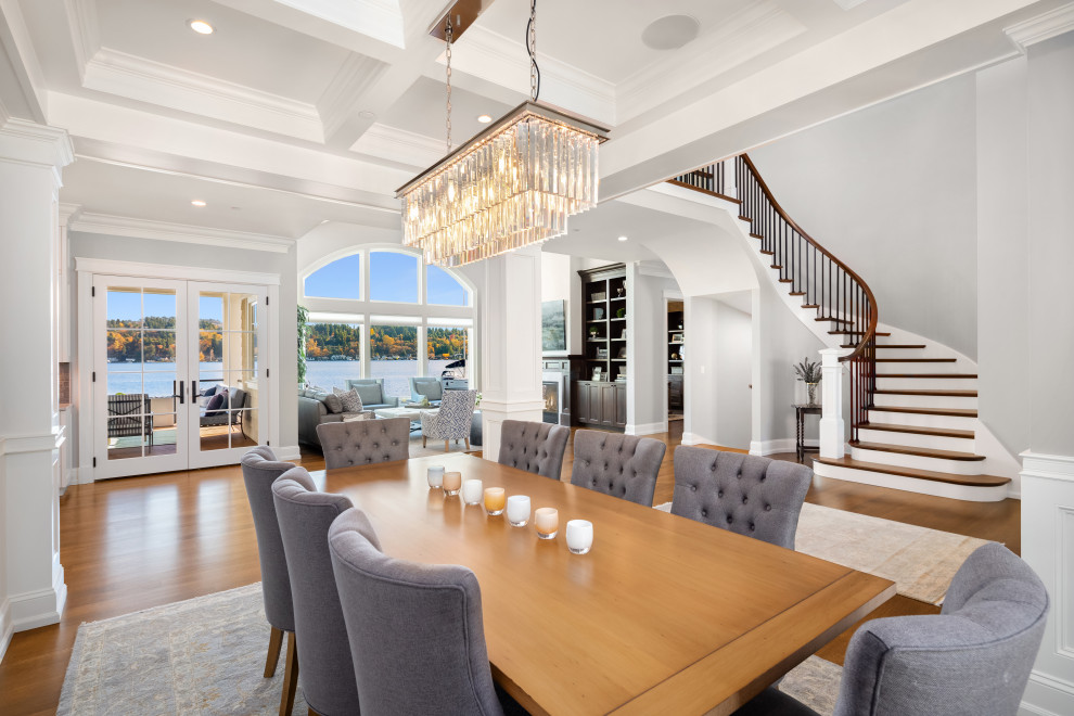 Example of a transitional dining room design in Seattle