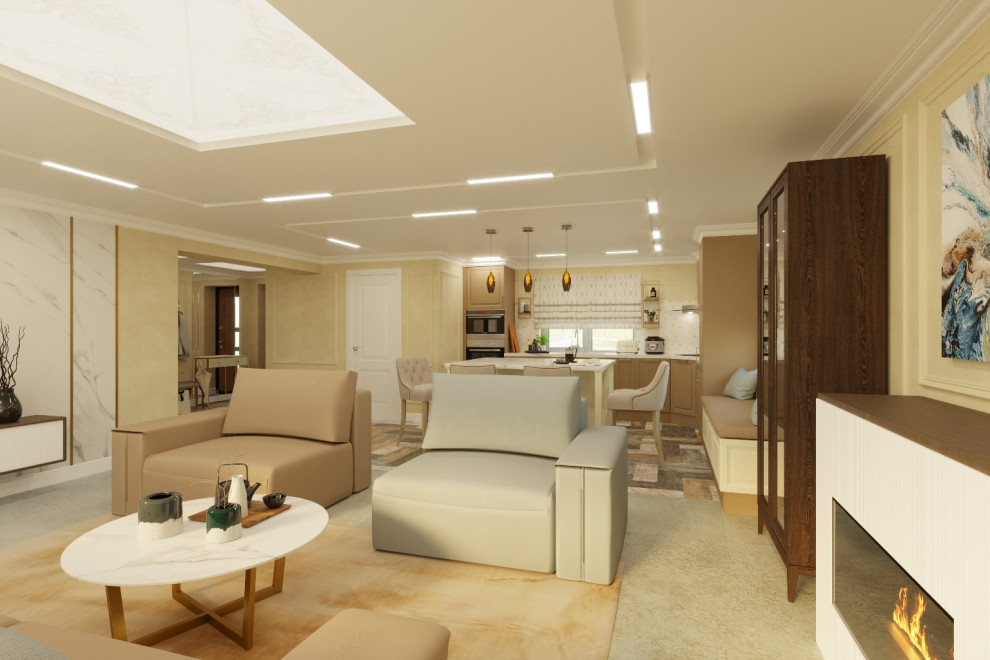 Единое пространство частного дома в стиле Ар-деко