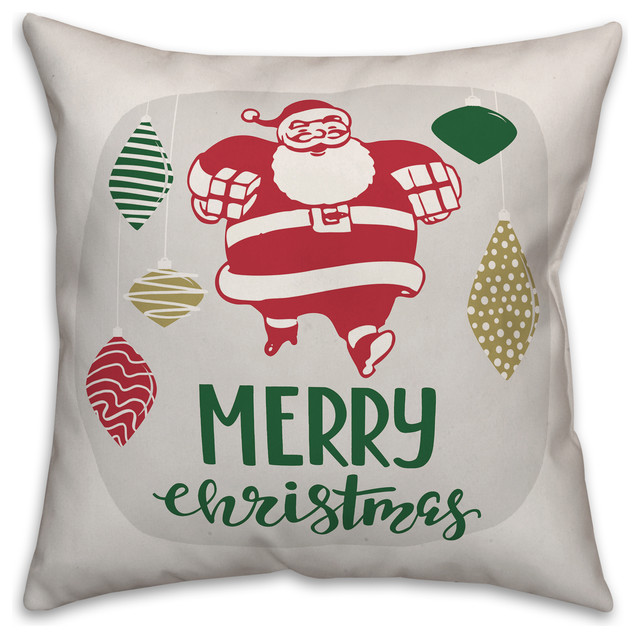 Vintage Merry Christmas Throw Pillow 18 X18 Contemporary