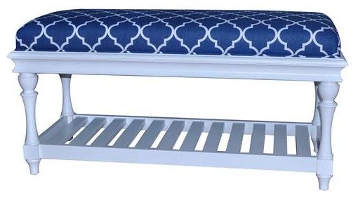 Atlantic Blue and White Accent Bench