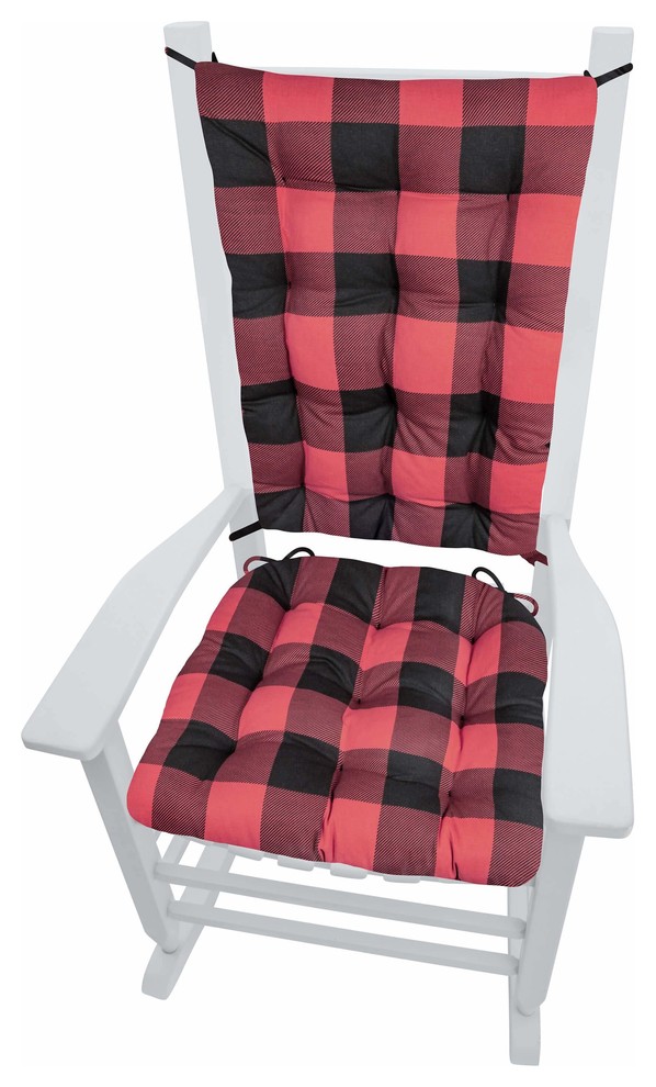 Buffalo Check Black And Red Rocking Chair Cushions Latex Foam