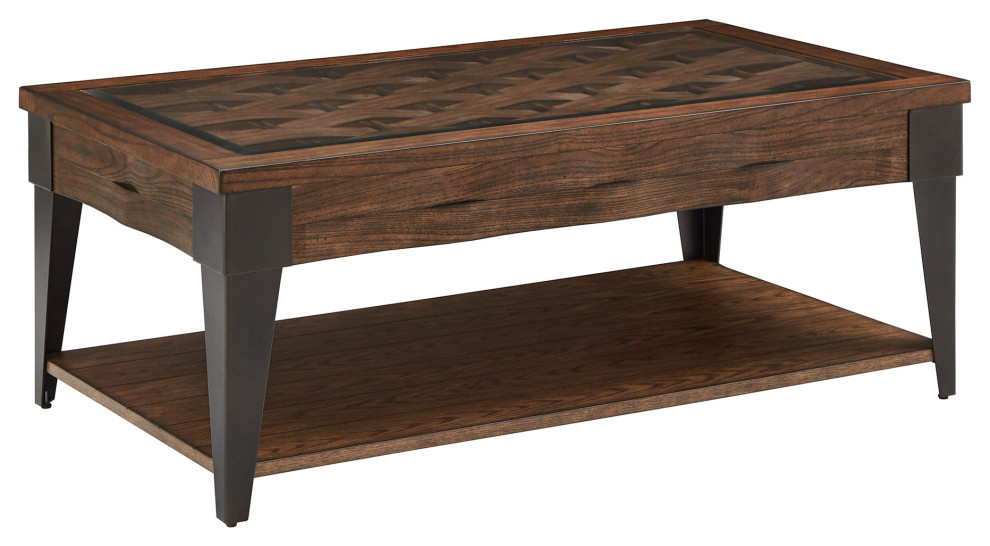 Marshall Dark Brown Wood and Metal Coffee Table Industrial Coffee