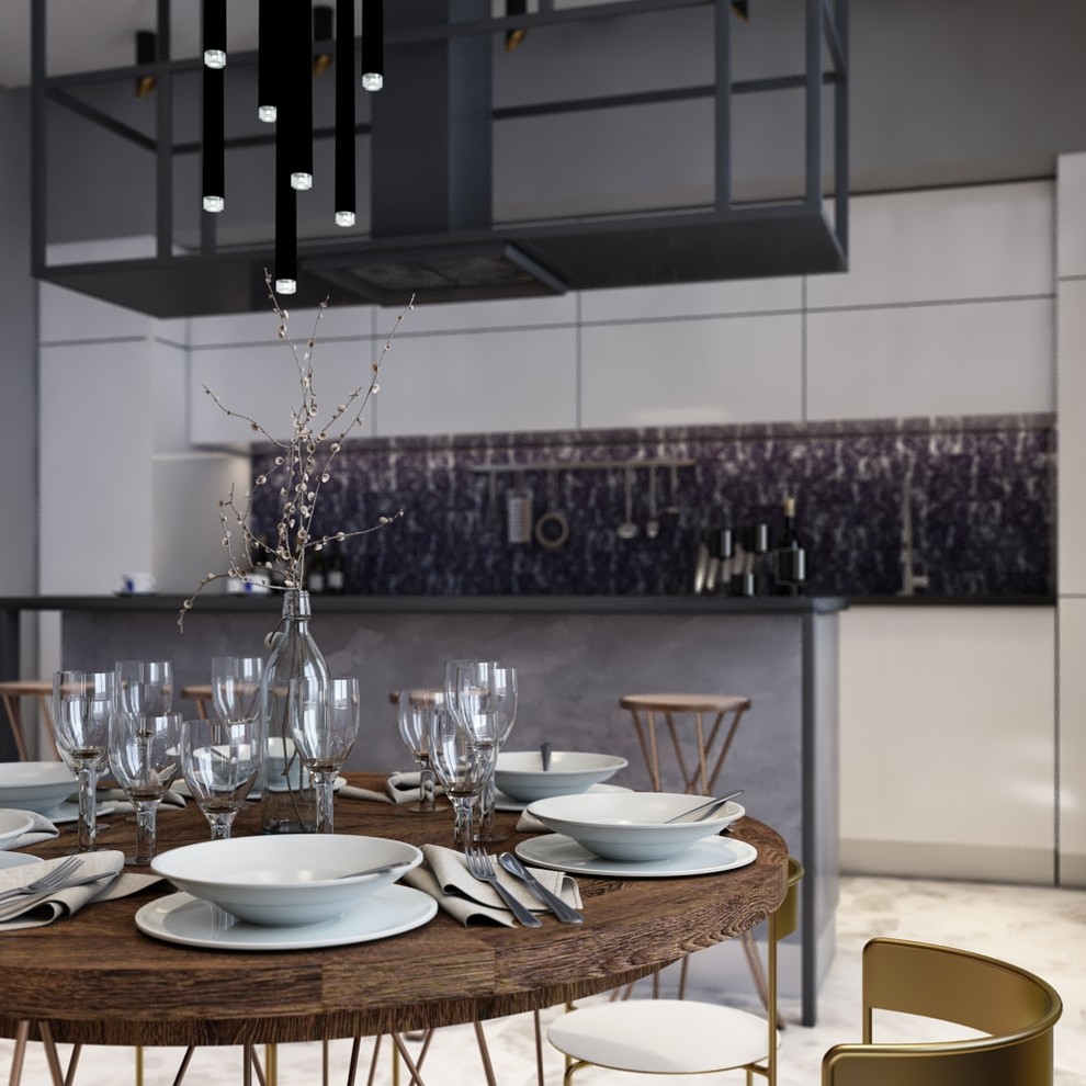 Современный интерьер кухни-гостиной