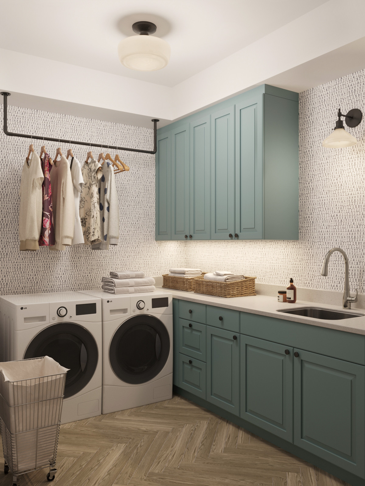 Apex NC  Farmhouse - Laundry Room Rendering