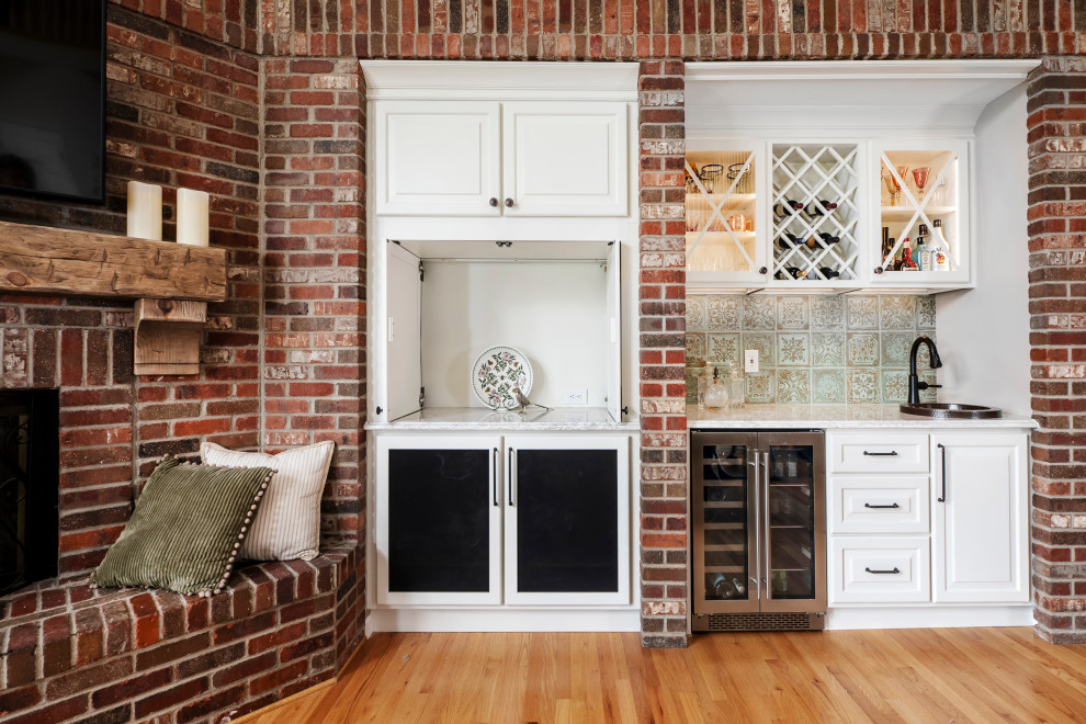 TV Space Custom Serving Area French Country Home Bar