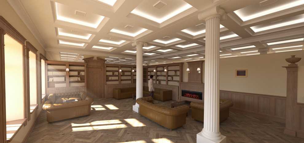 Интерьер гостиной в стиле английской библиотеки