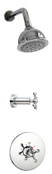 Nature Thermostatic Shower Set With Knob Handle, Brushed Nickel