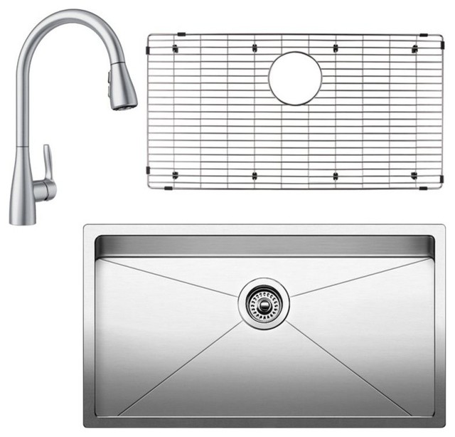 Blanco Quatrus 18 X32 Stainless Steel Kitchen Sink Kit Satin