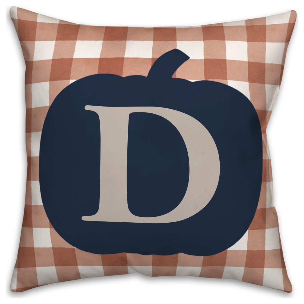 Blue Pumpkin Monogram D 18x18 Spun Poly Pillow