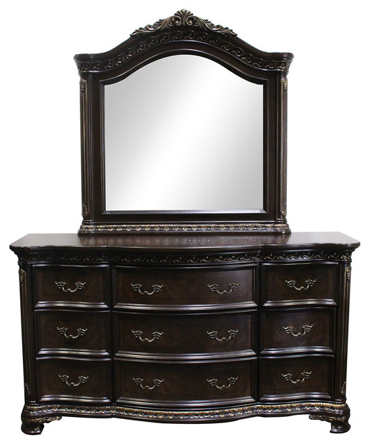 2 Piece Baldowald Dark Walnut Dresser, 2 Piece Black Dresser Set With Mirror