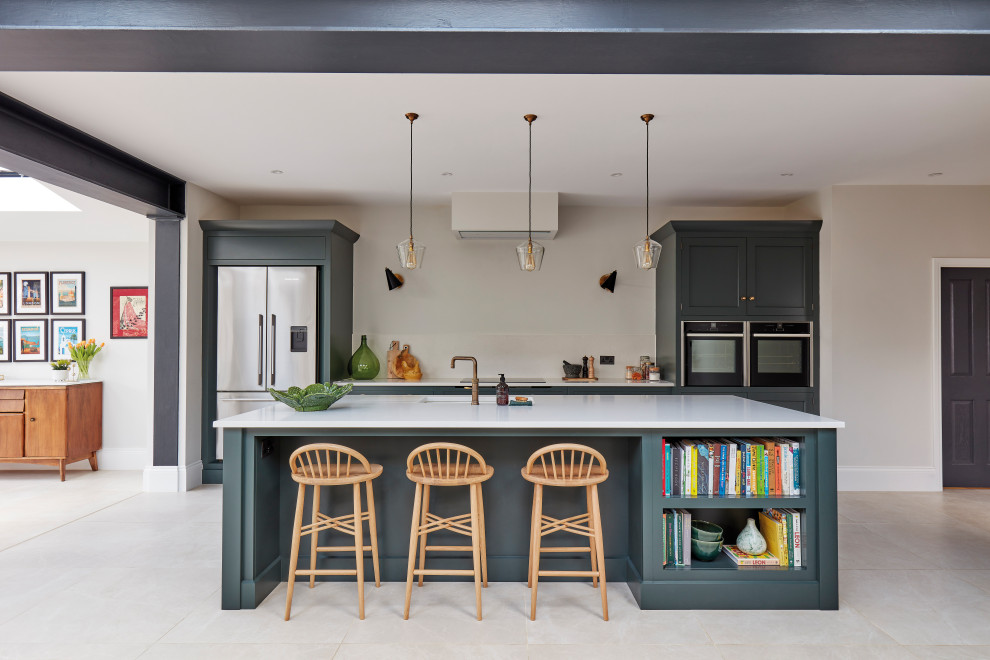 Dark Green Shaker Kitchen - Transitional - Kitchen - Essex - by Tom ...