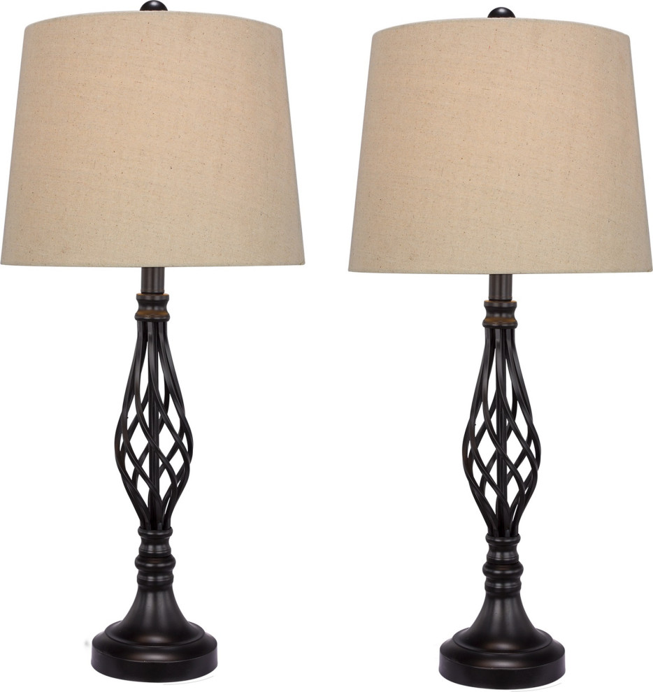 Black Metal Table Lamps (Set of 2) Traditional Lamp Sets by