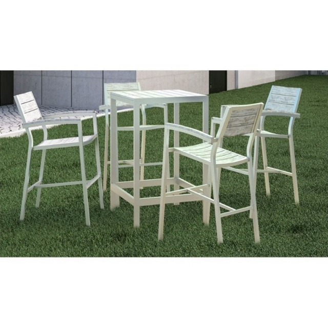 Modway Maine 5Piece Modern Aluminum Patio Bar Set in Brown/Gray